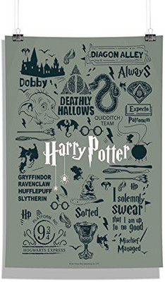 

Official "Harry Potter"- Grey , Wall Decor - Home & Office Poster Print Art [ Frame Not Included ] , licensed by Warner Bros Photographic Paper(18 inch X 12 inch, Rolled)