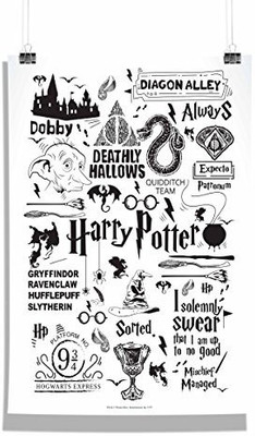 

Official "Harry Potter"- Black , Wall Decor - Home & Office Poster Print Art [ Frame Not Included ] , licensed by Warner Bros Photographic Paper(18 inch X 12 inch, Rolled)