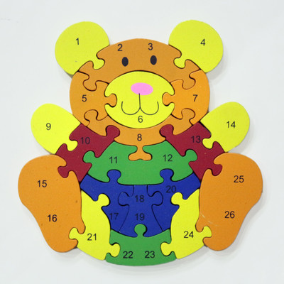 

Hnt Kids wooden take apart teddy bear puzzle with alphabets number and picture suggestion(27 Pieces)