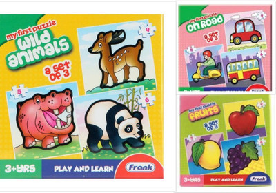 

Frank First Mini Puzzle ( Animals + Fruits + Insects )(12 Pieces)