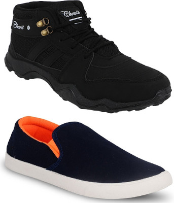 

Chevit Men's Combo Pack of 2 Running Shoes With Loafers For Men(Blue, Black