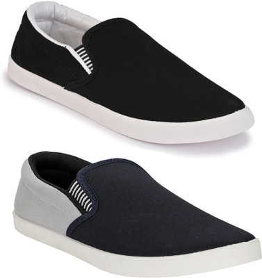 

Chevit Men's Combo Pack of 2 Canvas Shoes For Men(Multicolor, Black & grey