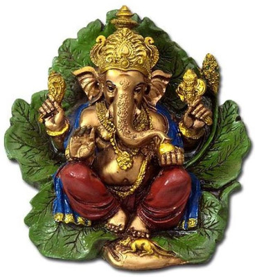 

V.P ENTERPRISES Patta Ganesh Decorative Showpiece - 7 cm(Polyresin, Multicolor)