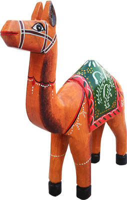

White Elephant Camel Wooden Animal Figurine Decorative Showpiece - 30.48 cm(Wooden, Multicolor)