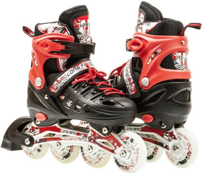 

L'AVENIR Longfeng Adjustable Shoes (LARGE) In-line Skates - Size 6-8 UK(Red, Black)