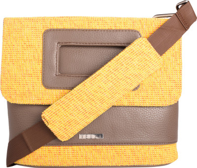 

Veuza Women Casual Yellow, Brown Leatherette Hand-held Bag, Brown;yellow