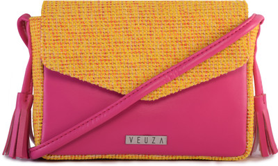 

Veuza Women Casual Pink, Yellow Leatherette Sling Bag