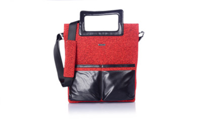 

Veuza Women Casual Red, Black Leatherette Tote, Black;red