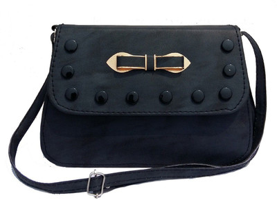 

SURMOUNT Girls Casual Black Leatherette Sling Bag