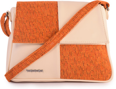 

Veuza Women Casual Orange Leatherette Sling Bag