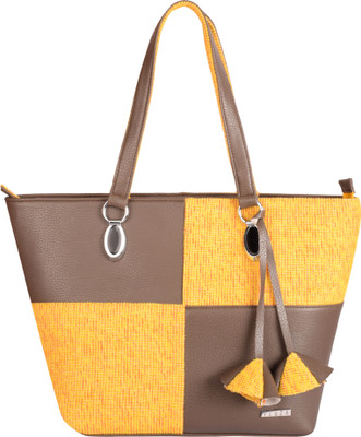 

Veuza Women Casual Yellow, Brown Leatherette Shoulder Bag, Brown;yellow