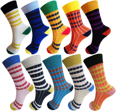 RC. ROYAL CLASS Boys & Girls Striped Mid-Calf/Crew(Pack of 10)