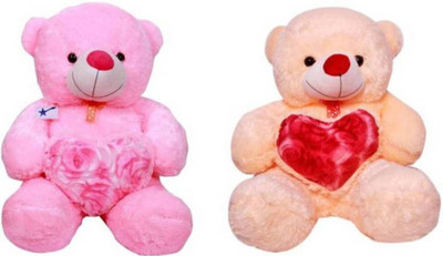 Samayra Toys Combo of Two Teddy Bear Pink & Cream - 90 cm(Pink, Cream), Cream;pink