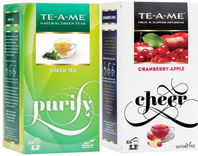 

TE-A-ME Fresh Green Tea & Cranberry apple Tea Combo Cranberry, Apple Green Tea Bags(50 Bags, Box)