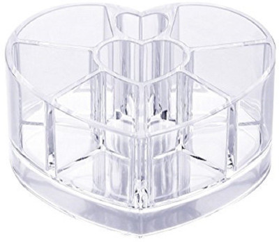 

ShopAis Clear Acrylic Heart Shape Makeup Case Cosmetic Organizer Cream Nail Paint Holder Makeup Vanity Box(White)