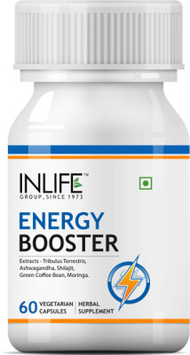 

Inlife Energy Booster Supplement Tribulus Terrestris, Green Coffee Bean, Moringa, Shilajit, Ashwagandha Extracts 500 mg - 60 Vegetarian Capsules(1 No)