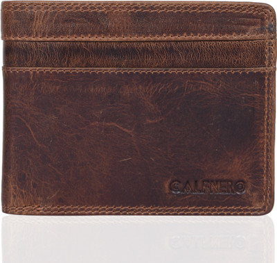 Calfnero Men Tan Genuine Leather Wallet(12 Card Slots)