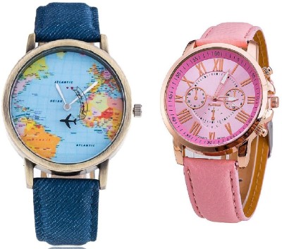 COSMIC WORLD MAP CHRONOGRAPH PATTERN WITH GENEVA PLATINUM party wear Watch  - For Couple   Watches  (COSMIC)