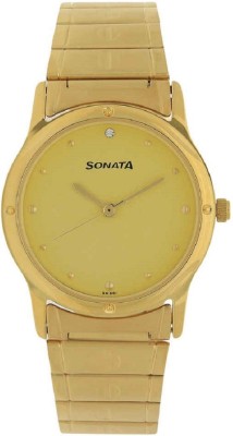 Sonata Champagne Dial Stainless Steel Watch  - For Men   Watches  (Sonata)