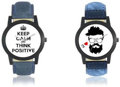 FASHION POOL FOXTER KEEP A CALM & BEARD SPECIAL WITH BLUE STRAP LEATHER WATCH BLUE & WHITE SPECIAL GLASS DESIGN FESTIVAL SPECIAL Watch  - For Men   Watches  (FASHION POOL)