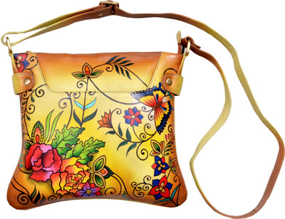 

Niyaro High quality leather Hand painted by artists Waterproof Sling Bag(Multicolor, 3 L)