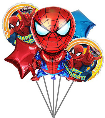 

PARTY PROPZ Solid SPIDER MAN THEME FOIL BALLOON BOUQUET SET OF 5/SPIDERMAN BIRTHDAY PARTY DECORATION/SPIDERMAN PARTY SUPPLIES/SPIDERMAN PARTY ACCESSORIES Balloon Bouquet(Silver, Pack of 1)