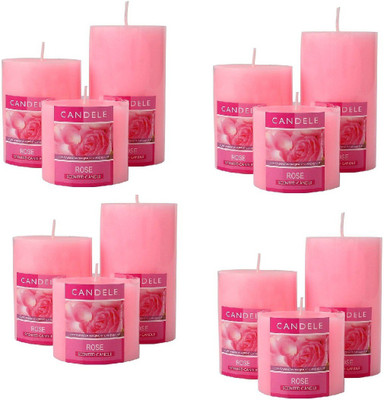 

Decore Craft Fax Pillar colorfull Wax Candle set of 10 Candle (Pink, Pack of 1) Pillar Candle(Pink, Pack of 12)