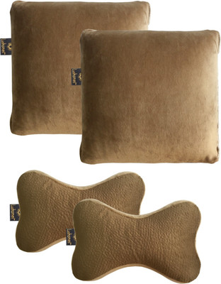 

Lushomes Beige Velvet Car Pillow Cushion for Universal For Car(Rectangular, Pack of 4)