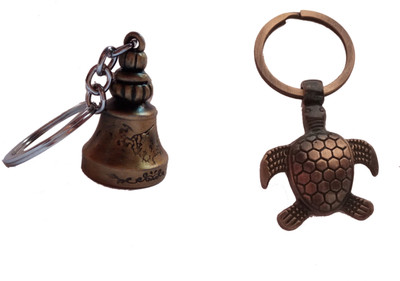 

JOSHISNEST Stylish Feng Shui Combo Tortoise & Ringing Bell Key Chain(Brown)