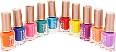 

Aroma Care Wholesale Rate Nail Polish Set of 10 Pcs (Multicolor) 01 Blue, Orange, Pink, Red, Green, Purple, Yellow, Magenta, Sky Blue, Light Orange(Pack of 10)