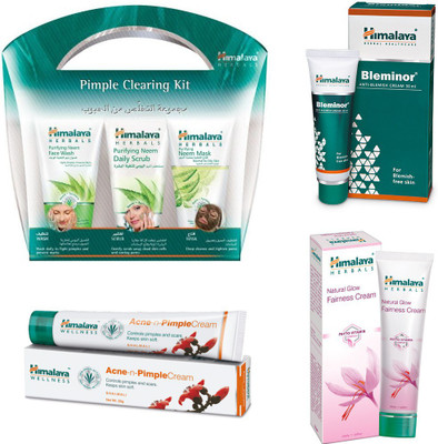 

Himalaya pimple clear neem kit, pimple cream, bleminor cream, fairness cream(Set of 4)