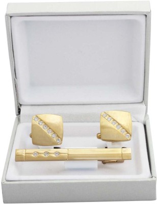 Maruti Tie Brass Cufflink & Tie Pin Set(Gold)