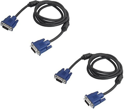 

Qthreee Set of 2 High Speed 1.4M Quality 3+6 Full Copper 15 PIN Male to Male VGA Cable(Black, Blue)