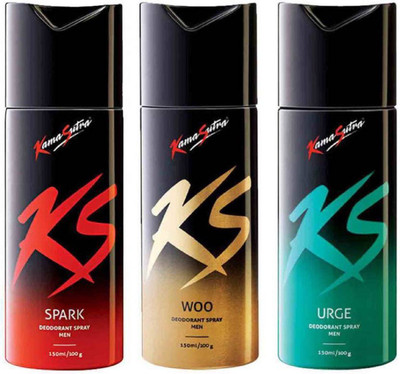 

KamaSutra Spark, Woo, Urge Deodorant Spray - For Men & Women(150 ml, Pack of 3)