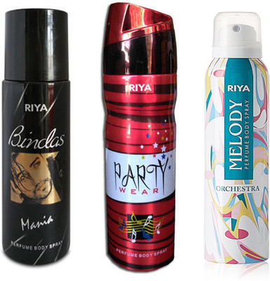 

Riya Bindas, Party Wear, Melody Orchestra (Set of 3) Body Spray - For Men & Women(500 ml, Pack of 3)