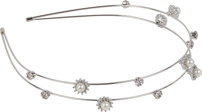 

Pink Rose Double Layer Hair Band(Silver)