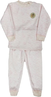 ICABLE Kids Nightwear Boys & Girls Solid Polycotton(Pink Pack of 1)