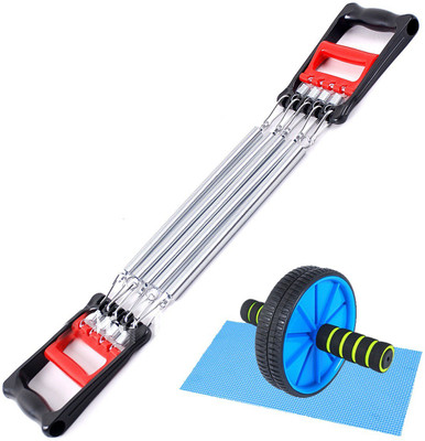 

GB Combo Of 5 Spring Chest expander And AB Wheel Gym & Fitness Kit
