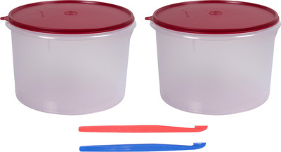 

Tupperware Super store large container Each 5000 ML 2 Containers Lunch Box(5000 ml), Maroon;white