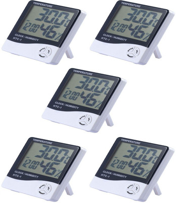 

BalRama Hygrometer Electronic Thermo Hygro Humidity Meter Tester + Temperature Meter + Alarm Clock + Time with Pinless Digital Moisture Measurer(5 mm)
