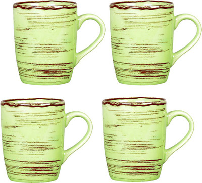 

Miah Décor Handmade Ceramic Green Liner Ceramic(Green, Pack of 4)