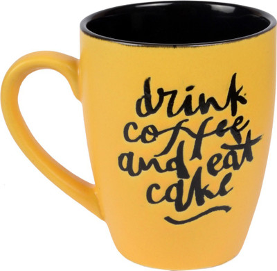 

M J Style MUG Ceramic Mug(200 ml), Black;yellow