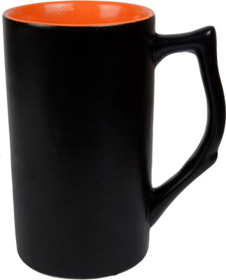 

M J Style mug Ceramic Mug(500 ml), Black;orange