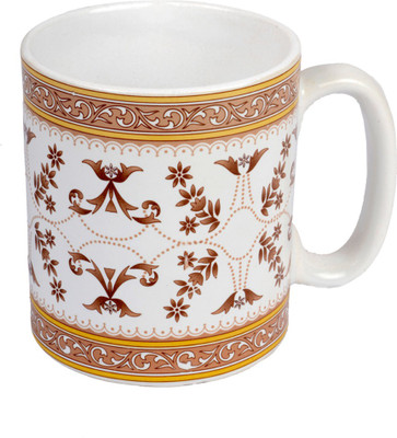 

M J Style mug Ceramic Mug(250 ml), Gold;white