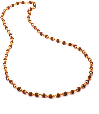 Eshopee 5 Mukhi Rudraksha Mala One Gram Gold-plated Plated Brass Chain