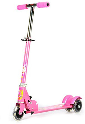 Toyshine 3 Wheel Height Adjustable Kids Folding Scooter for Indoor & Outdoor Fun {PINK}(Pink)