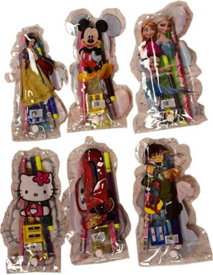 

GUBBAREY cartoon 12 set of colorful Cartoon stationery set Art Plastic Pencil Boxes(Set of 12, Multicolor)