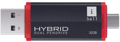Iball Hybrid Dual 32GB Pendrive With Dual Connector Flash Drive 32 GB Pen Drive(Black) available at flipkart for Rs.1069