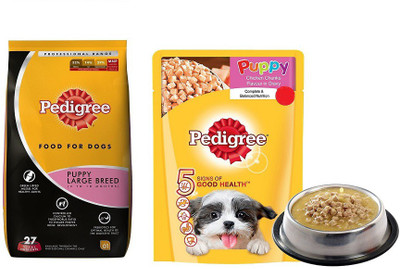 

Pedigree Puppy Large Breed Professional Premium Dog Food With Pedigree Puppy Jelly Pouch By Pawsitively Pet Care - (10 KG + 1 Gravy Pouch) Chicken 10 kg Dry Dog Food