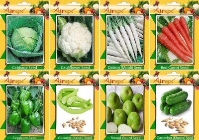 Airex Cabbage, Cauliflower, Daikon, Red Carrot, Green Capsicum, Cucumis, Round Gourd, and Cucumber Seed(20 per packet)